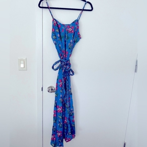 Rhode Mina maxi navy red floral dress with braided rope NWOT - Picture 1 of 5